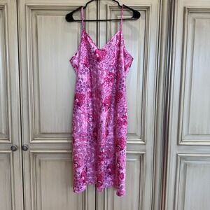 Cabernet by Sleep Sense Pink Paisley Floral Satin Nightgown Size Large Y2K Style
